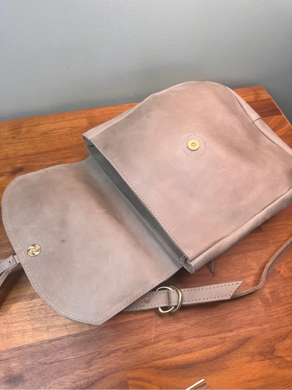 Raven + Lily Gray Taupe Leather Tassel Backpack Classic